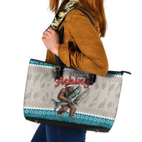 Bigfoot Fishing Christmas Leather Tote Bag Funny Style - Wonder Print Shop