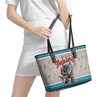 Bigfoot Fishing Christmas Leather Tote Bag Funny Style - Wonder Print Shop