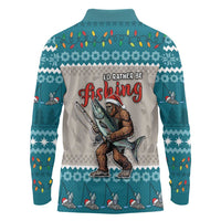 Bigfoot Fishing Christmas Long Sleeve Polo Shirt Funny Style - Wonder Print Shop