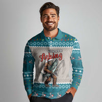 Bigfoot Fishing Christmas Long Sleeve Polo Shirt Funny Style - Wonder Print Shop