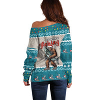 Bigfoot Fishing Christmas Off Shoulder Sweater Funny Style - Wonder Print Shop