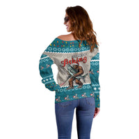Bigfoot Fishing Christmas Off Shoulder Sweater Funny Style - Wonder Print Shop