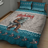 Bigfoot Fishing Christmas Quilt Bed Set Funny Style - Wonder Print Shop