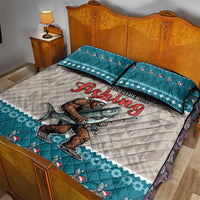 Bigfoot Fishing Christmas Quilt Bed Set Funny Style - Wonder Print Shop