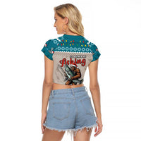 Bigfoot Fishing Christmas Raglan Cropped T Shirt Funny Style - Wonder Print Shop