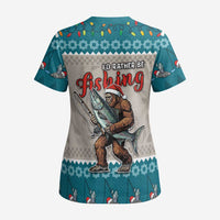 Bigfoot Fishing Christmas Scrub Top Funny Style - Wonder Print Shop