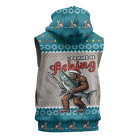 Bigfoot Fishing Christmas Sleeveless Hoodie Funny Style - Wonder Print Shop