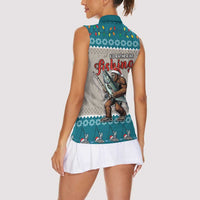 Bigfoot Fishing Christmas Women Sleeveless Polo Shirt Funny Style - Wonder Print Shop