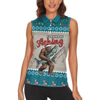 Bigfoot Fishing Christmas Women Sleeveless Polo Shirt Funny Style - Wonder Print Shop