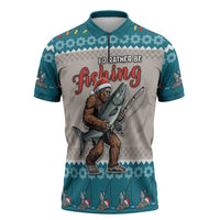 Bigfoot Fishing Christmas Zipper Polo Shirt Funny Style - Wonder Print Shop