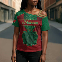 Personalized Morocco Cross Shoulder Shirt Royal Lion Islam Patterns - Wonder Print Shop