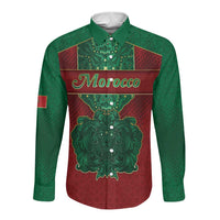 Personalized Morocco Long Sleeve Button Shirt Royal Lion Islam Patterns - Wonder Print Shop