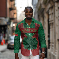 Personalized Morocco Long Sleeve Button Shirt Royal Lion Islam Patterns - Wonder Print Shop