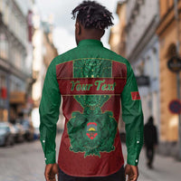 Personalized Morocco Long Sleeve Button Shirt Royal Lion Islam Patterns - Wonder Print Shop
