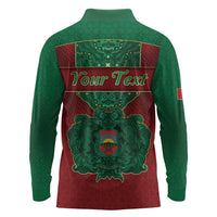 Personalized Morocco Long Sleeve Polo Shirt Royal Lion Islam Patterns - Wonder Print Shop
