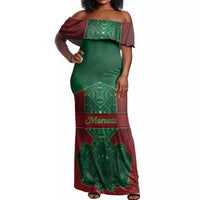 Personalized Morocco Off Shoulder Maxi Dress Royal Lion Islam Patterns - Wonder Print Shop