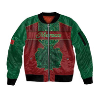 Personalized Morocco Sleeve Zip Bomber Jacket Royal Lion Islam Patterns - Wonder Print Shop