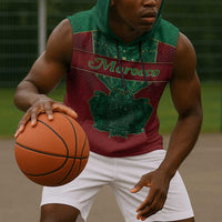 Personalized Morocco Sleeveless Hoodie Royal Lion Islam Patterns - Wonder Print Shop