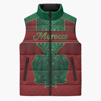 Personalized Morocco Sleeveless Puffer Jacket Royal Lion Islam Patterns - Wonder Print Shop