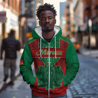 Personalized Morocco Zip Hoodie Royal Lion Islam Patterns - Wonder Print Shop