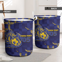 Custom Bosnia And Herzegovina Football Laundry Basket Fierce Dragon National Stars With Checker Patterns