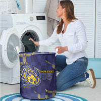 Custom Bosnia And Herzegovina Football Laundry Basket Fierce Dragon National Stars With Checker Patterns