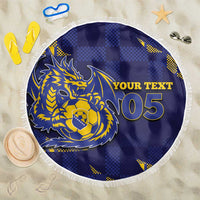 Custom Bosnia And Herzegovina Football Beach Blanket Fierce Dragon National Stars With Checker Patterns