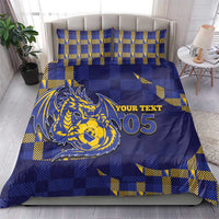 Custom Bosnia And Herzegovina Football Bedding Set Fierce Dragon National Stars With Checker Patterns