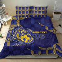 Custom Bosnia And Herzegovina Football Bedding Set Fierce Dragon National Stars With Checker Patterns