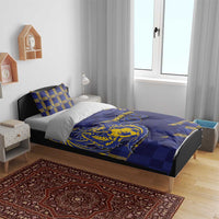 Custom Bosnia And Herzegovina Football Bedding Set Fierce Dragon National Stars With Checker Patterns