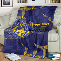 Custom Bosnia And Herzegovina Football Blanket Fierce Dragon National Stars With Checker Patterns