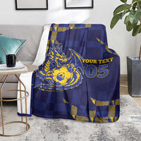 Custom Bosnia And Herzegovina Football Blanket Fierce Dragon National Stars With Checker Patterns
