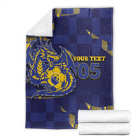 Custom Bosnia And Herzegovina Football Blanket Fierce Dragon National Stars With Checker Patterns