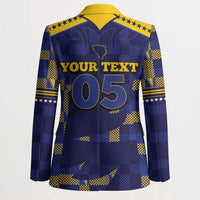 Custom Bosnia And Herzegovina Football Blazer Fierce Dragon National Stars With Checker Patterns