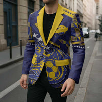 Custom Bosnia And Herzegovina Football Blazer Fierce Dragon National Stars With Checker Patterns