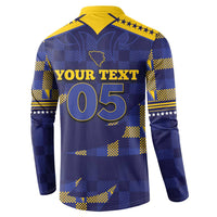 Custom Bosnia And Herzegovina Football Button Sweatshirt Fierce Dragon National Stars With Checker Patterns