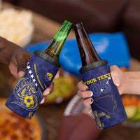 Custom Bosnia And Herzegovina Football 4 in 1 Can Cooler Tumbler Fierce Dragon National Stars With Checker Patterns