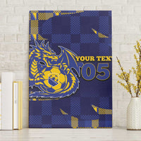 Custom Bosnia And Herzegovina Football Canvas Wall Art Fierce Dragon National Stars With Checker Patterns