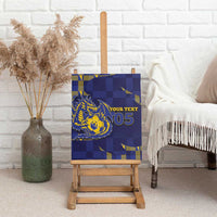Custom Bosnia And Herzegovina Football Canvas Wall Art Fierce Dragon National Stars With Checker Patterns