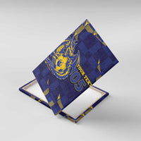 Custom Bosnia And Herzegovina Football Canvas Wall Art Fierce Dragon National Stars With Checker Patterns