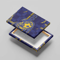Custom Bosnia And Herzegovina Football Canvas Wall Art Fierce Dragon National Stars With Checker Patterns