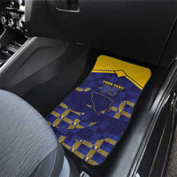 Custom Bosnia And Herzegovina Football Car Mats Fierce Dragon National Stars With Checker Patterns