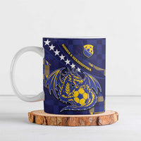 Custom Bosnia And Herzegovina Football Ceramic Mug Fierce Dragon National Stars With Checker Patterns