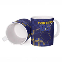 Custom Bosnia And Herzegovina Football Ceramic Mug Fierce Dragon National Stars With Checker Patterns