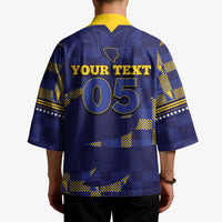 Custom Bosnia And Herzegovina Football Kimono Fierce Dragon National Stars With Checker Patterns