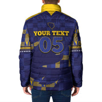 Custom Bosnia And Herzegovina Football Padded Jacket Fierce Dragon National Stars With Checker Patterns
