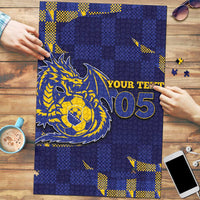 Custom Bosnia And Herzegovina Football Puzzle Fierce Dragon National Stars With Checker Patterns