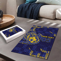 Custom Bosnia And Herzegovina Football Puzzle Fierce Dragon National Stars With Checker Patterns