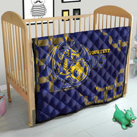 Custom Bosnia And Herzegovina Football Quilt Fierce Dragon National Stars With Checker Patterns