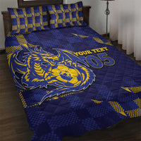 Custom Bosnia And Herzegovina Football Quilt Bed Set Fierce Dragon National Stars With Checker Patterns